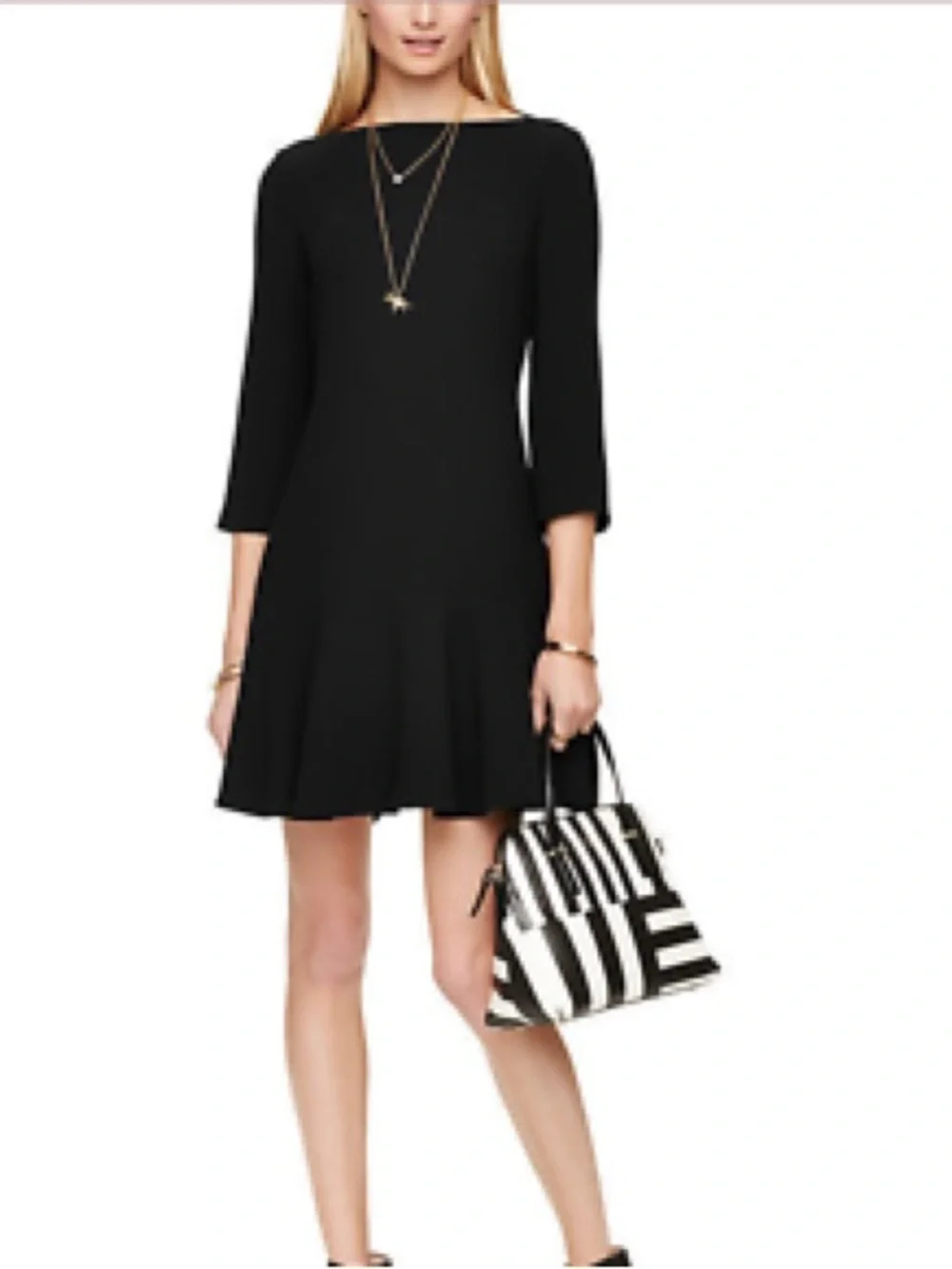 NWT Kate Spade Crepe Flounce Dress Caution to the Wind Black Size 0